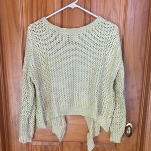 YA Women's Light Green Cable Knit Sweater